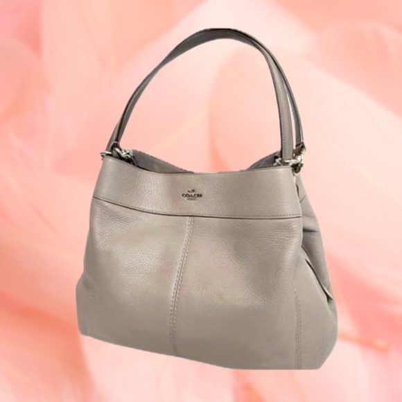 Coach Lexy Large Fog (Grey) Pebble Shoulder Bag - Picture 1 of 16